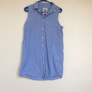 SO Striped Sleeveless Collared Dress